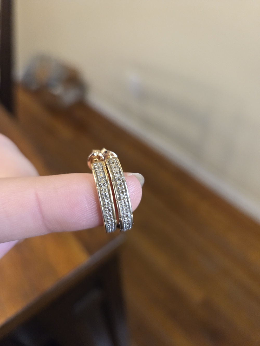 925 Sterling Silver & Gold Plated Pavé Crystal Hoop Earrings